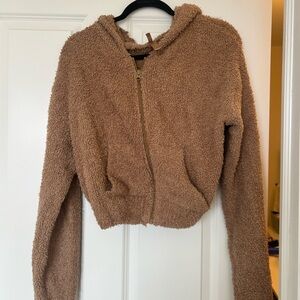 Skims Brown Cozy Knit Zip Up